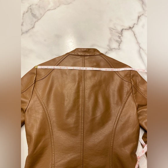 ONLY Brand faux leather biker jacket lined women’s Carmel colour - Picture 12 of 15